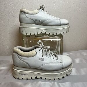 Vtg Skechers Jammers 90s Y2K Shoes White 90s Chunky Platform Leather Women Sz 6